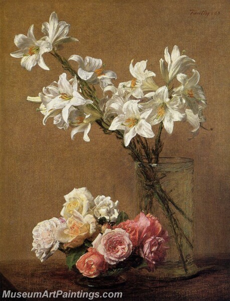 Roses and Lilies Painting