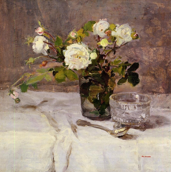 Roses in a Glass by Eva Gonzales