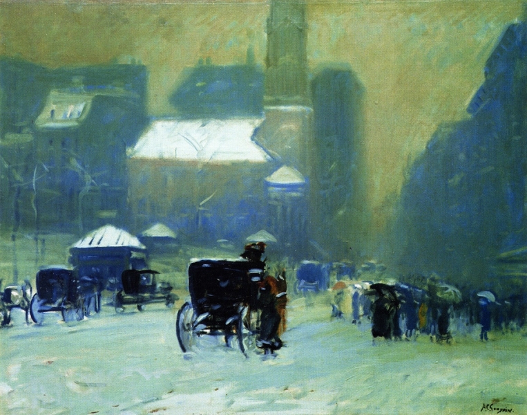 Snowy Day Park Street Church Boston by Arthur Clifton Goodwin