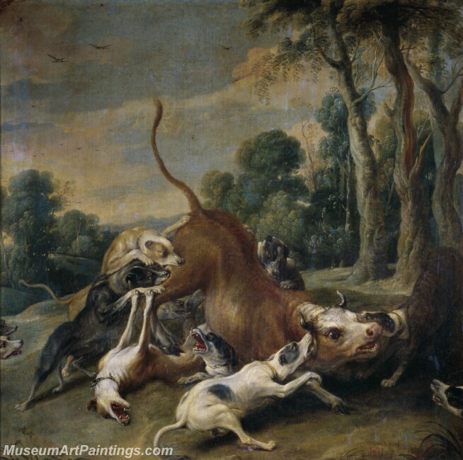 Snyders Frans Toro rendido por perros Painting