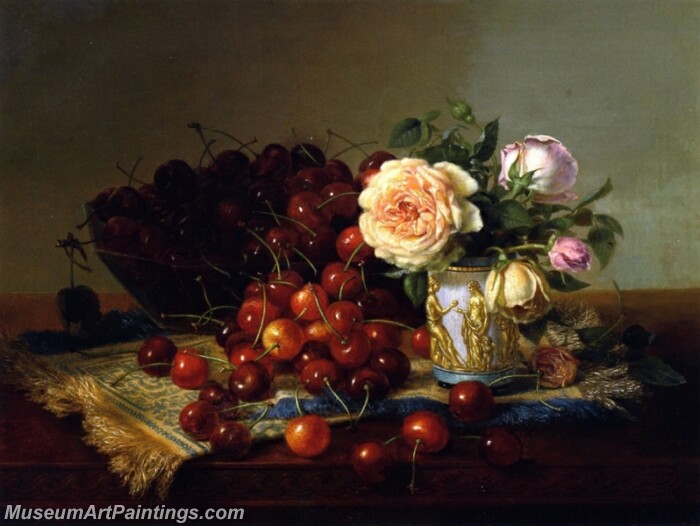 Still LIfe with Roses and Cherries Painting