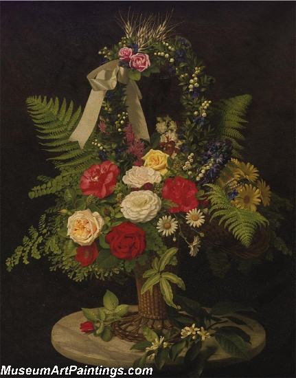 Still Life of Flowers in Basket