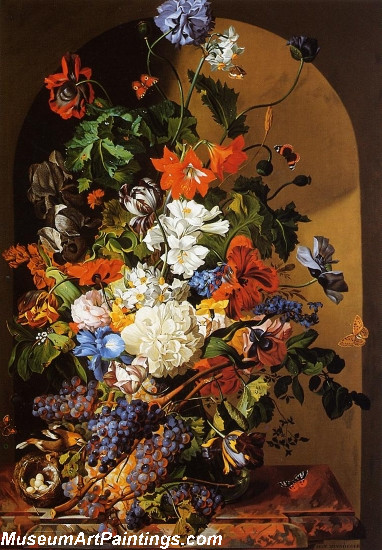 Still Life with Flowers and Grapes Painting