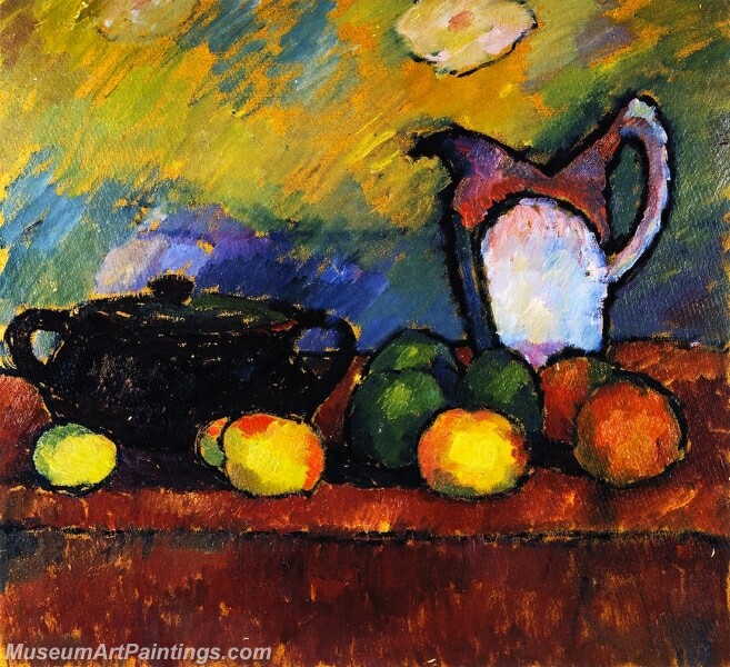Still Life with Fruit Jug and Red Cloth 1 Abstract Painting