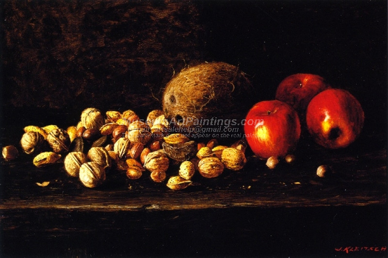 Still Life with Nuts Coconut and Apples by Joseph Kleitsch