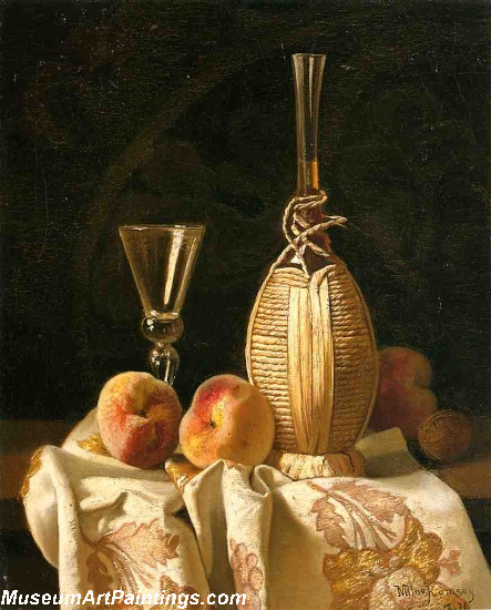 Still Life with Peaches and Wiine Painting