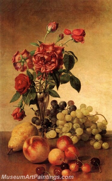 Still Life with Roses and Fruit Painting