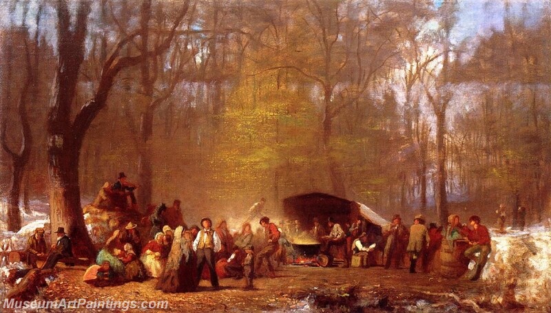 Sugaring Off at the Camp Fryeburg Maine Painting