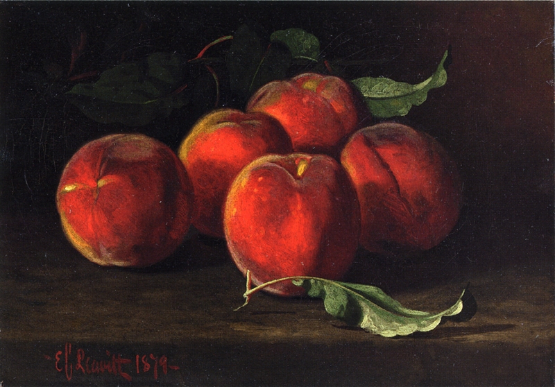 Table Top Still Life of Peaches by Edward C Leavitt