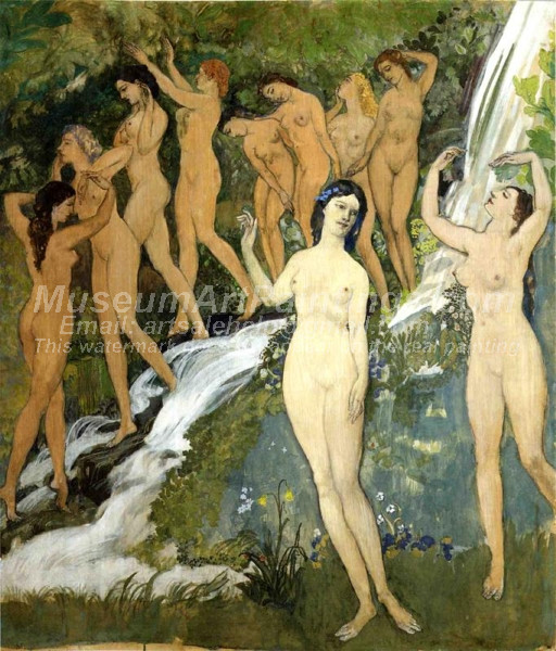 Ten Nudes by a Waterfall Arthur B Davies