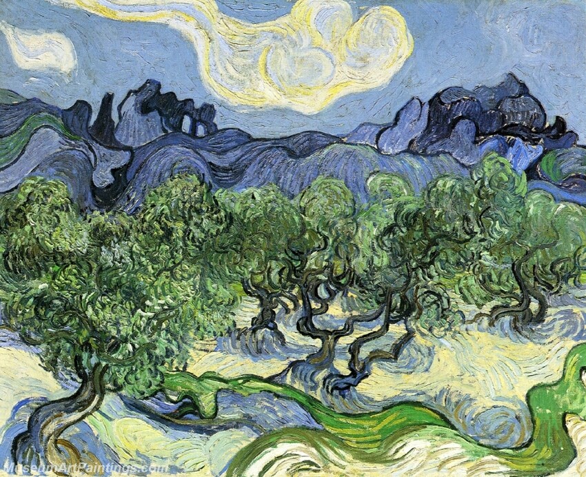 The Alpilles with Olive Trees in the Foreground Painting