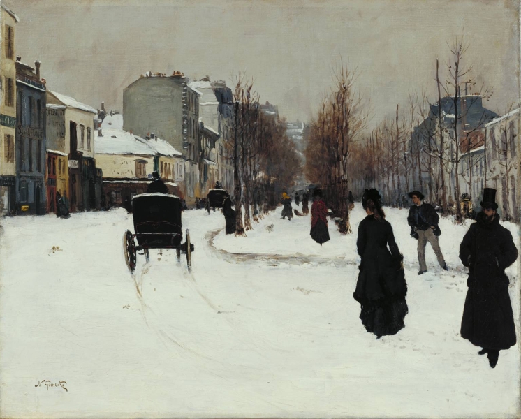 The Boulevard de Clichy under Snow by Norbert Goeneutte