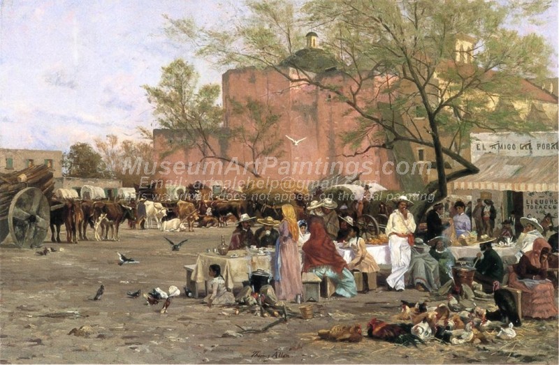 The Market Plaza San Antonio Painting by Thomas Allen