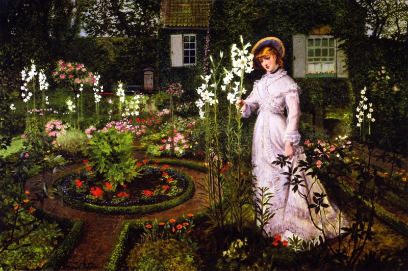 The Rectors Garden Queen of the Lilies by John Atkinson Grimshaw