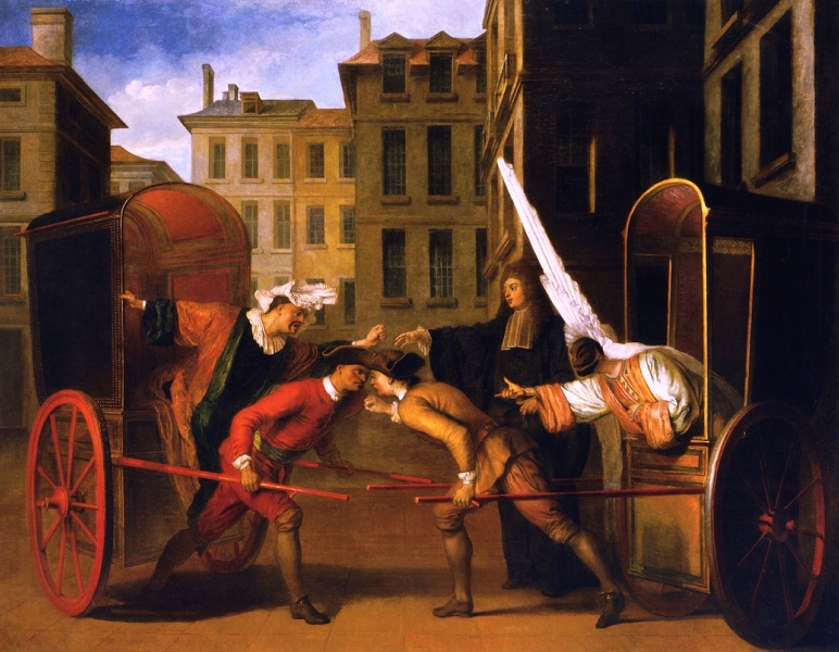 The Two Coaches by Claude Gillot