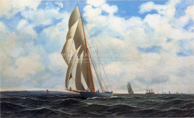The Yacht Defender on a Leeward Reach by Sandy Hook