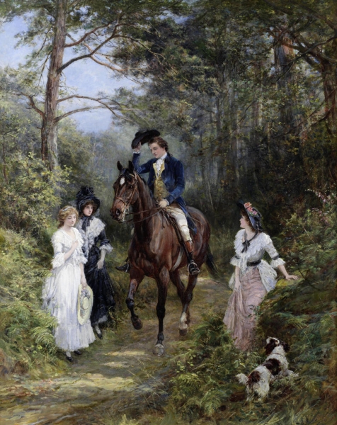 The meeting in the forest by Heywood Hardy