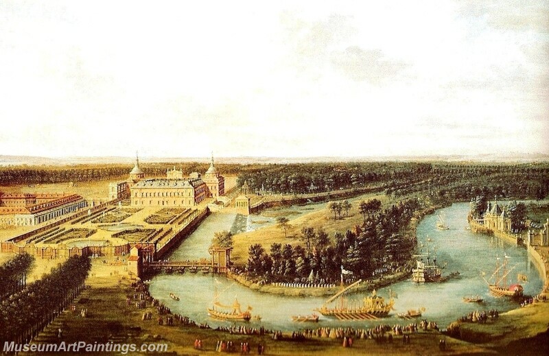 The squadron of the Tagus near the Royal Palace of Aranjuez Painting