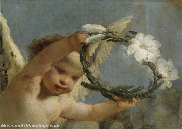 Tiepolo Giambattista angel con corona de azucenas Painting