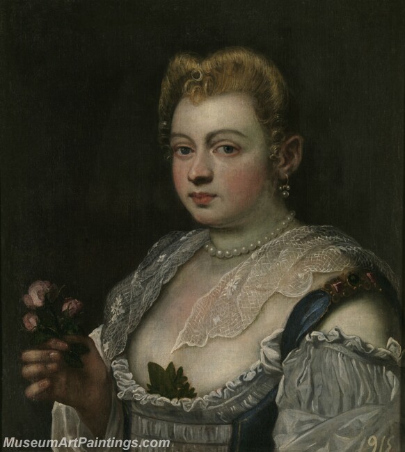 Tintoretto Domenico Joven veneciana Painting