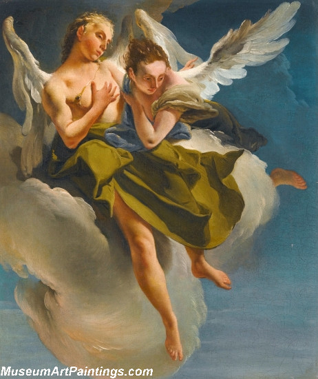 Two Angels in Flight Painting