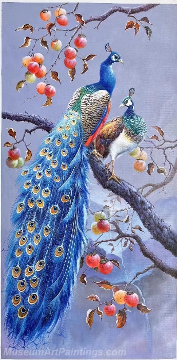 Two Blue Peacocks Oil Paintings NPEP07