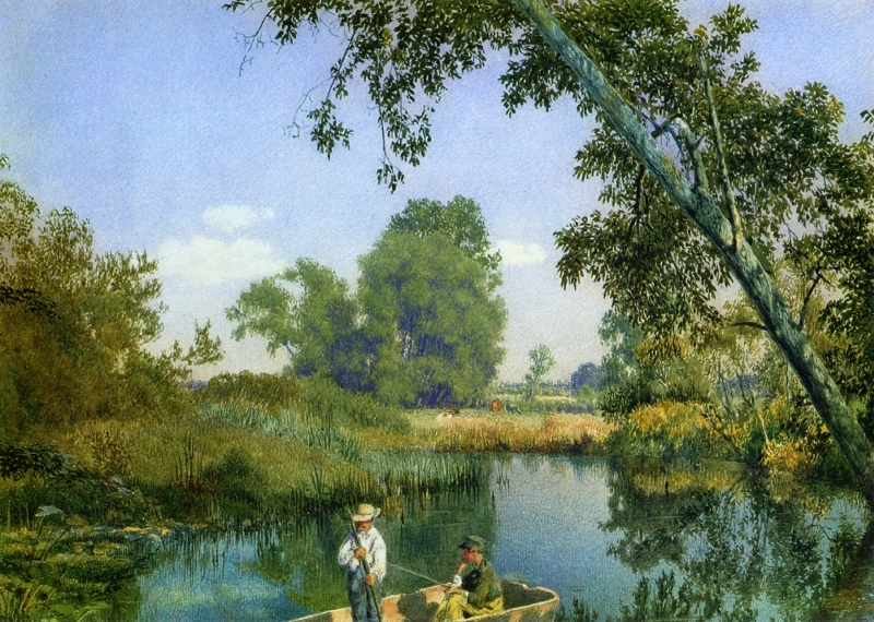 Two Boys in a Rowboat by John William Hill