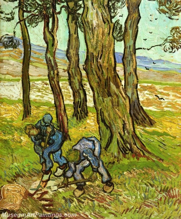 Two Diggers among Trees Painting