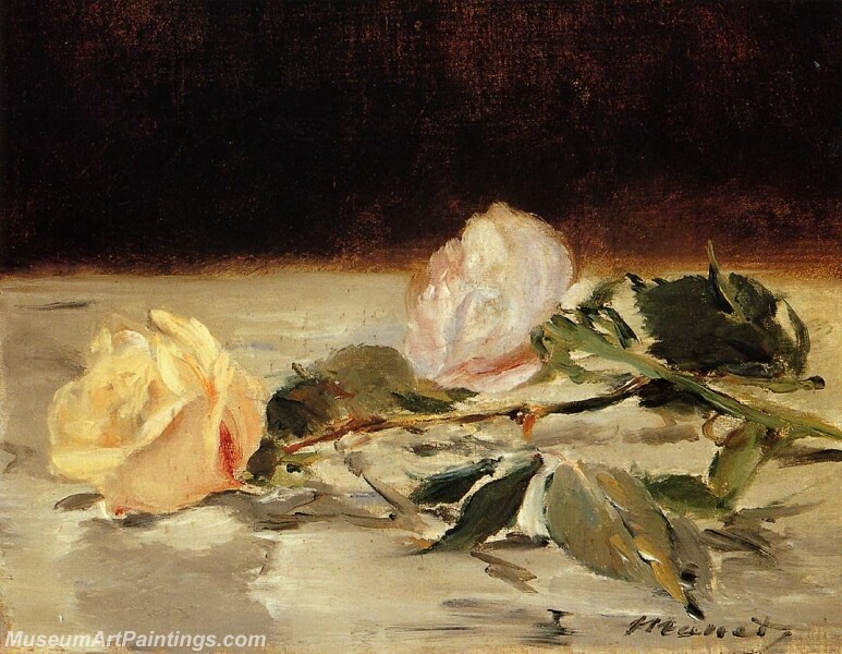Two Roses on a Tablecloth Painting