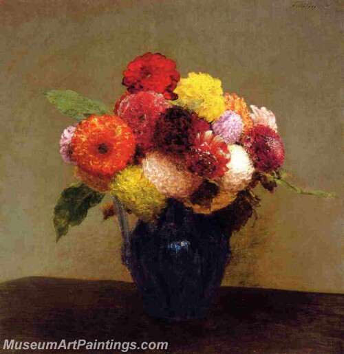 Vase of Dahlias Painting