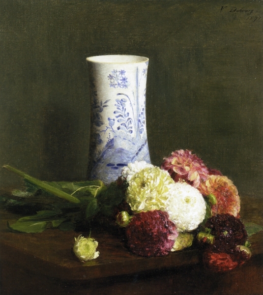 Vase of Zinias by Victoria Fantin Latour