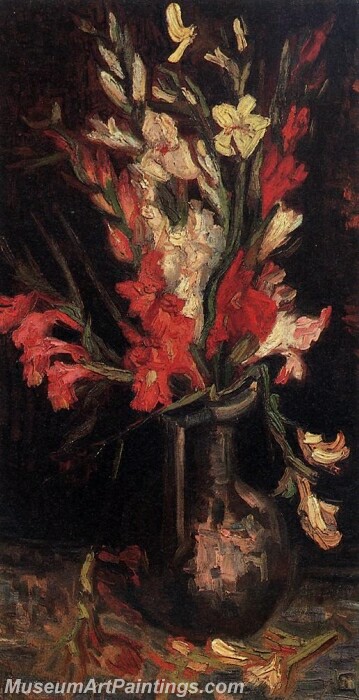 Vase with Red Gladioli Painting