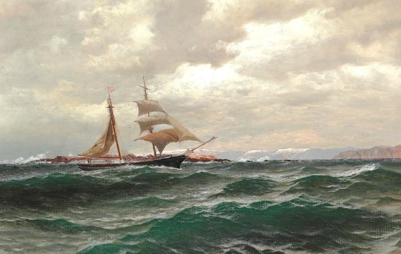 View of a Sailing Boat off the Norwegian Coast by Nils Hansteen