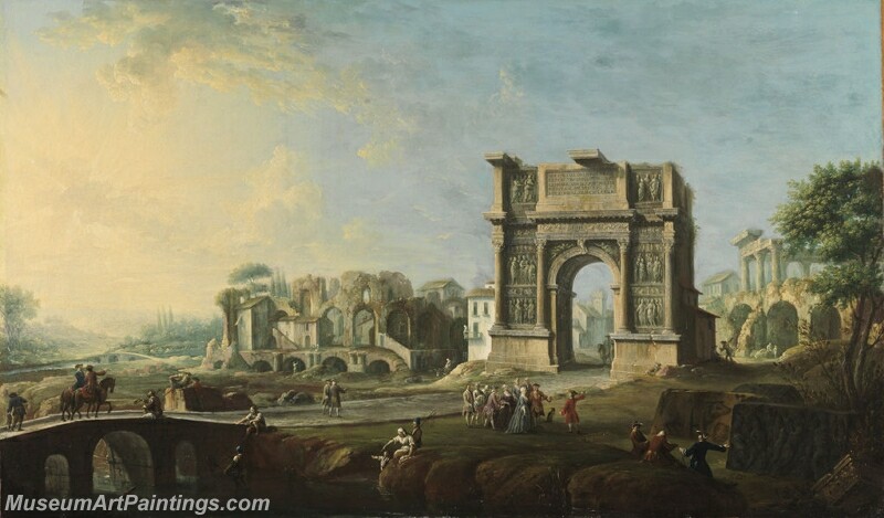 Visit of Queen Maria Amalia of Saxony at the Arch of Trajan in Benevento Painting