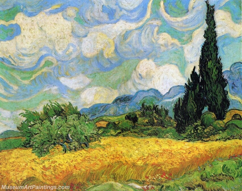 Wheat Field with Cypresses at the Haude Galline near Eygalieres Painting