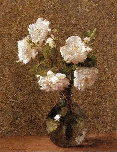 White Roses in a Vase by Victoria Fantin Latour