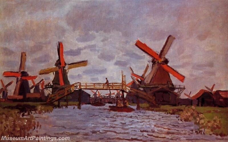 Windmills near Zaandam Painting