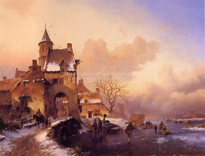 Winter Landscape with Ice Amusements by Frederk Marinus Kruseman