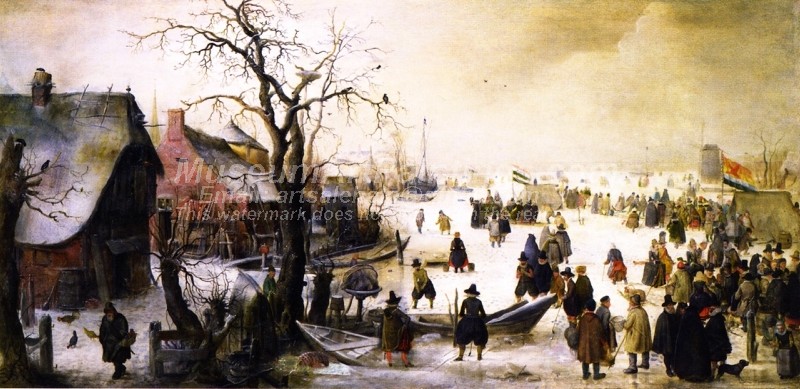 Winter Landscape with a Frozen Watercourse Painting