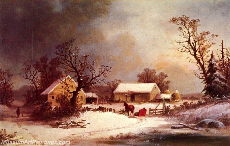 Winter time on the Farm Painting