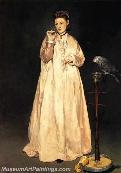 Young Lady with a Parrot Painting